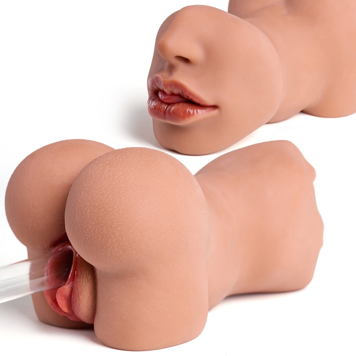 Dual-Channel Silicone Stroker – Mouth & Vagina | 100% Pure Silicone