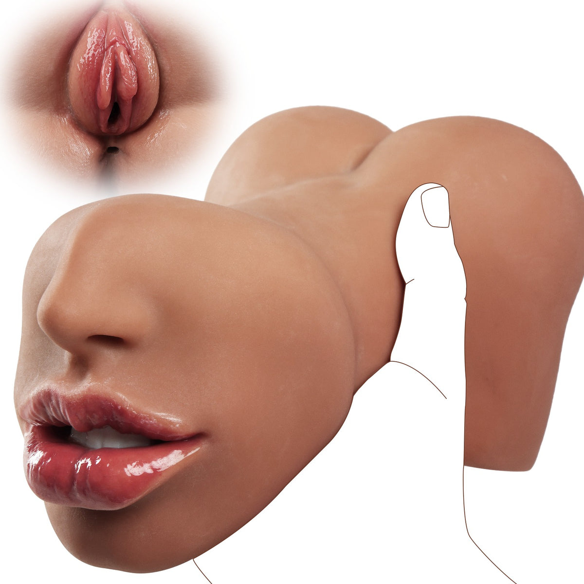 Dual-Channel Silicone Stroker – Mouth & Vagina | 100% Pure Silicone